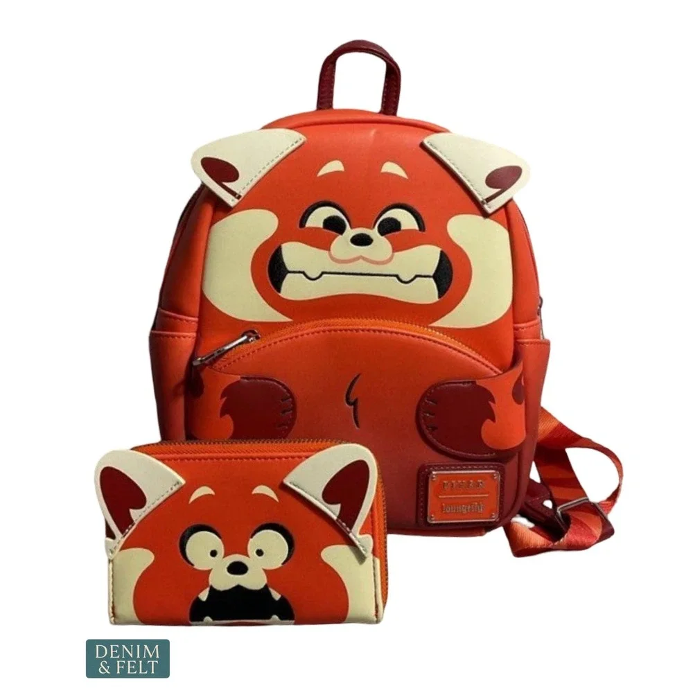 NEW Loungefly Disney Pixar Turning Red Mei Red‎ Panda Mini Backpack & Wallet Set